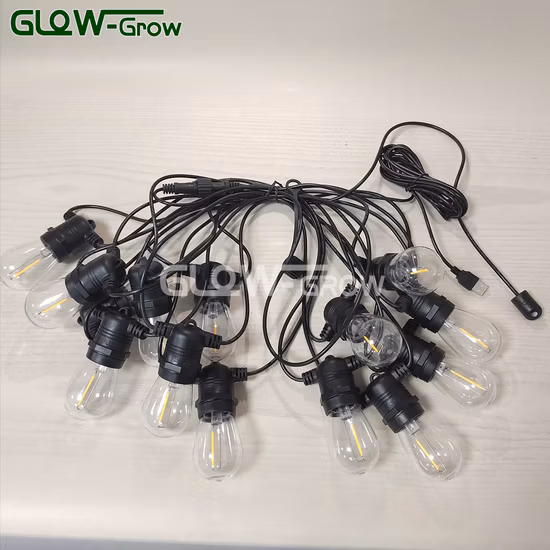 Alta qualidade 48 pés 15 peças s14 led blubs natal feriado iluminação decorativa ao ar livre à prova dwaterproof água solar led string luz